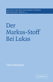 Der Markus-Stoff Bei Lukas: Eine Literarkritische und Redaktionsgeschichtliche Untersuchung (German Edition)