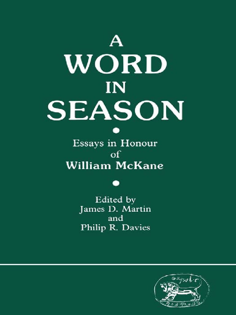 A Word in Season: Essays in Honour of William McKane